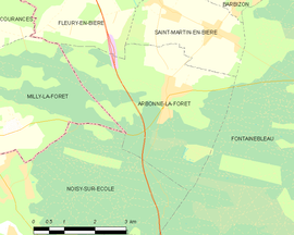 Mapa obce Arbonne-la-Forêt