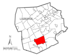 Map of Luzerne County highlighting Butler Township