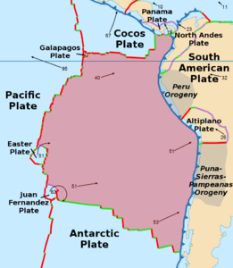 Former plate boundaries in the Pacific, offshore western South America