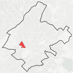 Kaupungin kartta, jossa Kerameikós korostettuna.