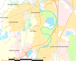 Kart over Ostwald (Bas-Rhin)