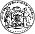 The second Wisconsin state seal, used from 1851 to 1881.