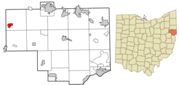 Location of Homeworth in Columbiana County and in the State of Ohio