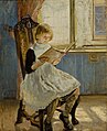 Fată citind (1889), de Fritz von Uhde. Pictură ulei pe panză