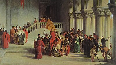 Hayez,_Vittor_Pisani_liberato_dal_carcere_e_portato_in_trionfo,_1867