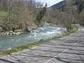 Piste cyclable au bord de l'Isère qui relie Bourg-Saint-Maurice à Aime.