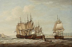 Captured French ships after the battle by Dominic Serres