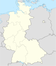 Mapa konturowa Niemiec, na dole nieco na prawo znajduje się punkt z opisem „miejsce zdarzenia”