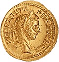 Rare aureus of Geta as augustus.