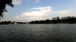 View of Jurong lake, Taman Jurong Estate on the Right and Chinese Garden on the left.