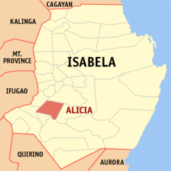 Mapa ng Isabela na nagpapakita sa lokasyon ng Alicia.