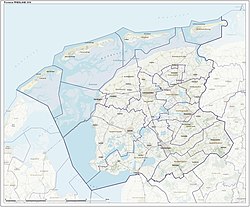 Kaart van die provinsie Friesland