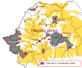 Comunități de sași și șvabi din Transilvania și Banat în Regatul României (începutul secolului al XX-lea, la 1918 mai precis); enclava nemarcată la nord-vest spre Satu Mare este un teritoriu tradițional și al șvabilor sătmăreni.