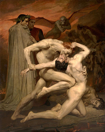 Вильям Бугро. Данте и Вергилий в аду (холст, масло, 1850 год)