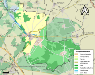 Carte en couleurs présentant l'occupation des sols.