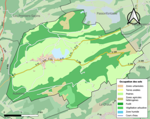 Carte en couleurs présentant l'occupation des sols.