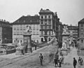 Aspernbrücke mit Melnitzky-Skulpturen in den 1870er Jahren