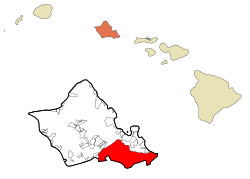 Location in Honolulu County and the state of Hawaii