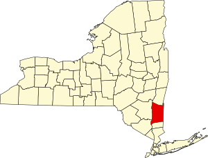 Map of New York highlighting Dutchess County