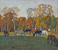 Landscape with horses