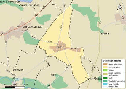 Carte des infrastructures et de l'occupation des sols en 2018 (CLC) de la commune.