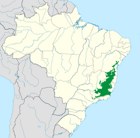 Mapa da ecorregião das Florestas do Interior da Bahia como definida pelo WWF.
