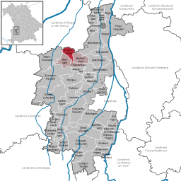 Läget för Emersacker i Landkreis Augsburg