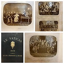 Couverture et photographies de l'album Le Vatican, copie du tsar Alexandre II (1878).