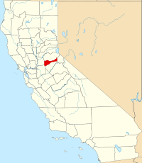 Mapo de Kalifornio kun kantono Amador emfazita