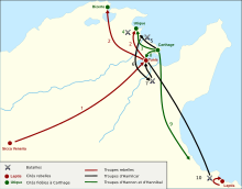 carte des opérations militaires de la guerre des mercenaires