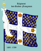 Drapeau d’Ordonnance de 1691 à 1789 Le drapeau est de fond bleu orné de 41 fleurs de lys or par quartier