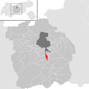 Lage der Gemeinde Schönberg im Stubaital im Bezirk Innsbruck-Land (anklickbare Karte)