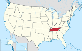 Localização do Tennessee nos Estados Unidos
