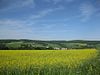 Kemeler Rücken mit Gesteinteheck (links; hinter Sendemast auf Schönauer Küppel), Grauem Kopf (rechts) und Häusern von Laufenselden (vorne)