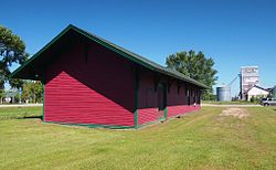 Villard's historic railway station and a grain elevator