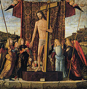 Cristo entre cuatro ángeles con los instrumentos de la Pasión,[14]​ de Vittore Carpaccio.