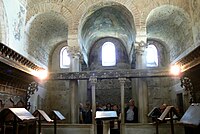 Tempietto Longobardo in Cividale (Friaul), Mitte 8. Jh.: Backsteinbögen in der überwiegend aus Haustein errichteten Kirche