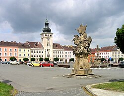 Komenského Square with the town hall