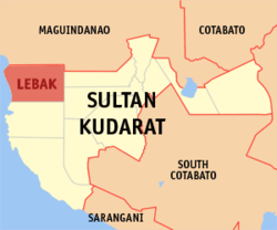 Map of Sultan Kudarat with Lebak highlighted