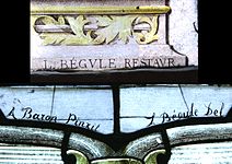 Deux signatures dont : - restauration à Villefranche sur Saône - peintre de la maquette à Saint-Bonnet le château