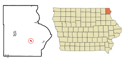 Location of Waterville, Iowa