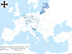 Commanderies teutoniques vers 1300.