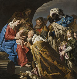 L'Adoration des mages peint par Matthias Stom (vers 1600-1650).