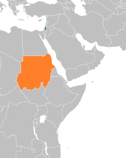 Map indicating locations of Palestine and Sudan