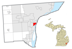 Location within Wayne County