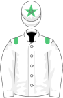 White, emerald green epaulets and star on cap