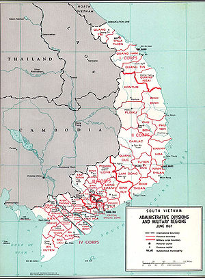 Divisions administratives et régions militaires du Sud-Vietnam en juin 1967.