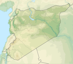 Mapa konturowa Syrii, u góry po lewej znajduje się punkt z opisem „miejsce bitwy”
