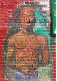 Graffitimalere af Tupac Shakur i Harlem.