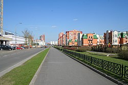 A street in the Moscow's suburb of Kurkino, built in the 2000s.